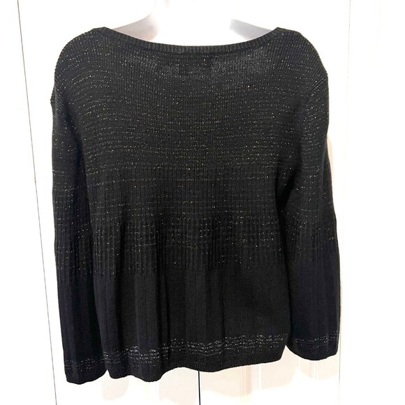 Nine West Bolero Bell Sleeves Crop Jacket/Cardigan Sweater-Black/Copper-Large - Picture 7 of 16